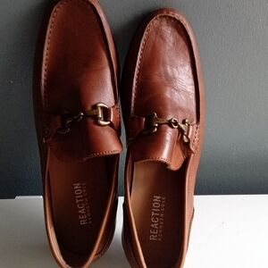 Kenneth Cole Reaction Mens Tan Leather Bit Loafers Moc Toe Slip On Shoes